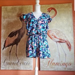 Cooper and Ella Sophie Romper Fruit Print Ruffle Small Tropical Shorts